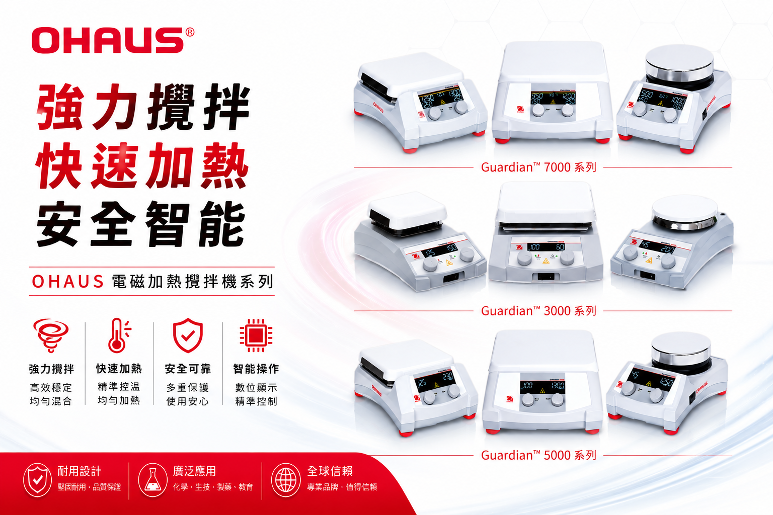 電磁加熱攪拌器OHAUS美國,加熱攪拌,電磁攪拌器,耐腐蝕陶瓷加熱板,耐腐蝕加熱攪拌,e-G31HS04C,e-G31HS07C